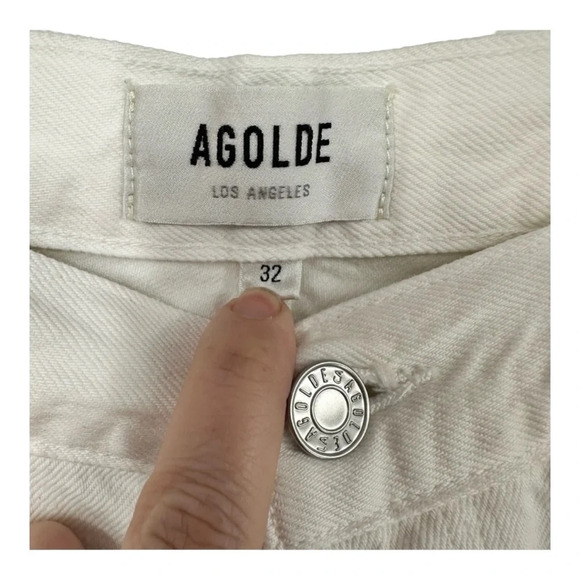 AGOLDE '90s Mid-Rise Straight-Leg Loose Crop Jeans in off white NWT - Picture 8 of 11